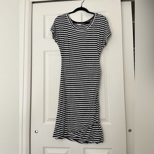 Caslon Black and White Striped Midi Dress